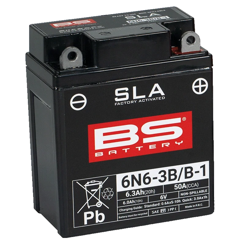 BS-BATTERY 6N6-3B/B-1 6V 6Ah 50A (6N6-3B/6N6-B-1) 95x55x117mm P+ AGM bezúdržbová motobatéria