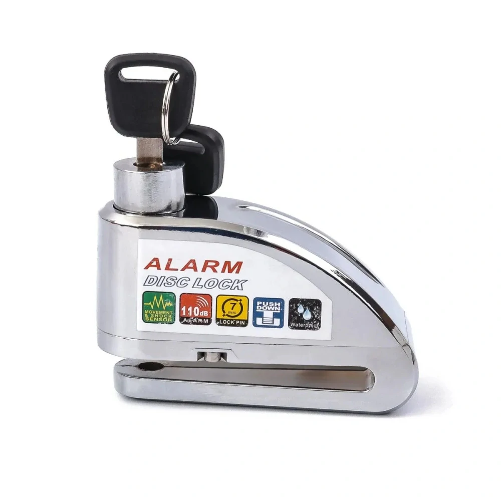 TXR Zámok na motorku s alarmom 110dB chróm