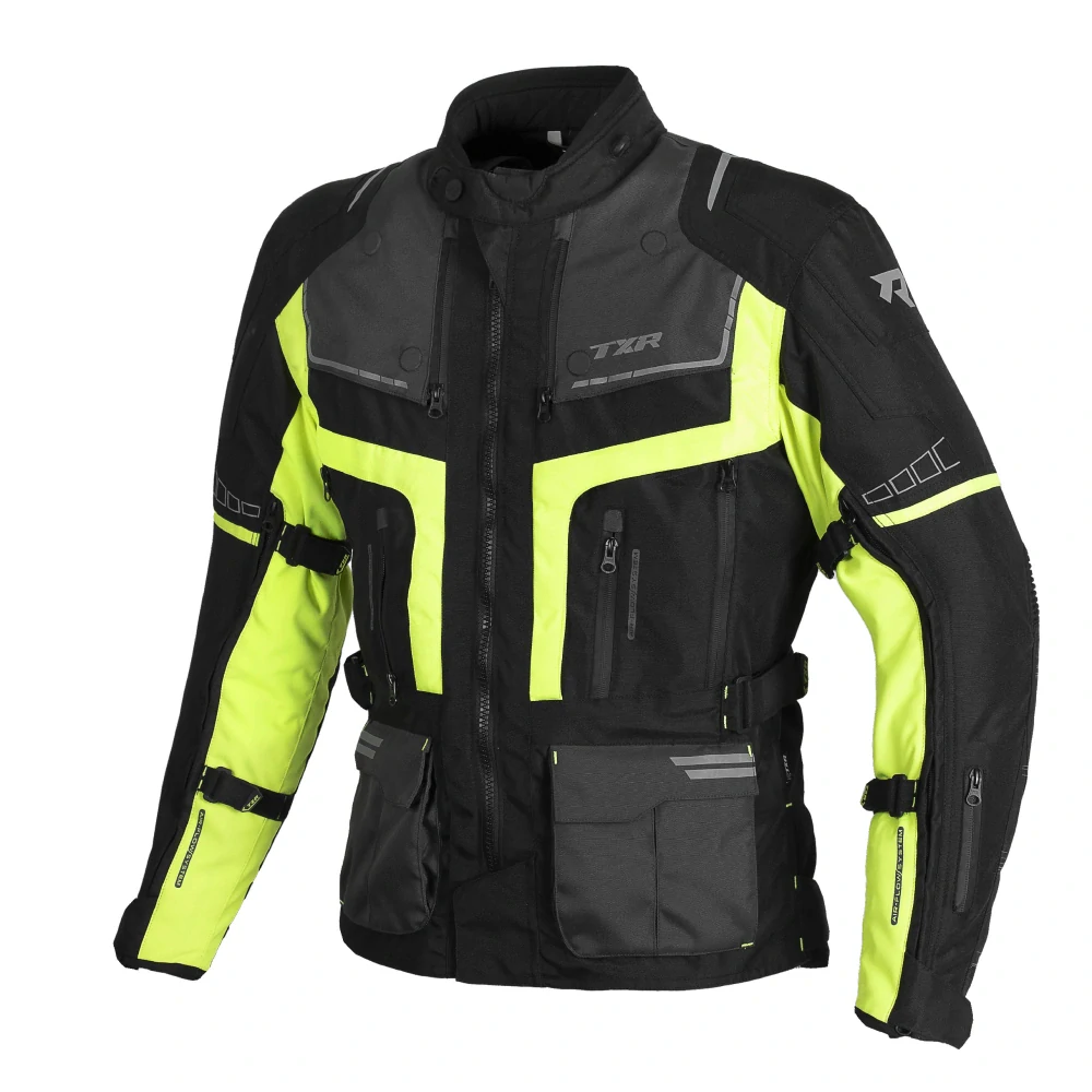 TXR Bunda na motorku Tracer čierno-sivo-fluo žltá XXL