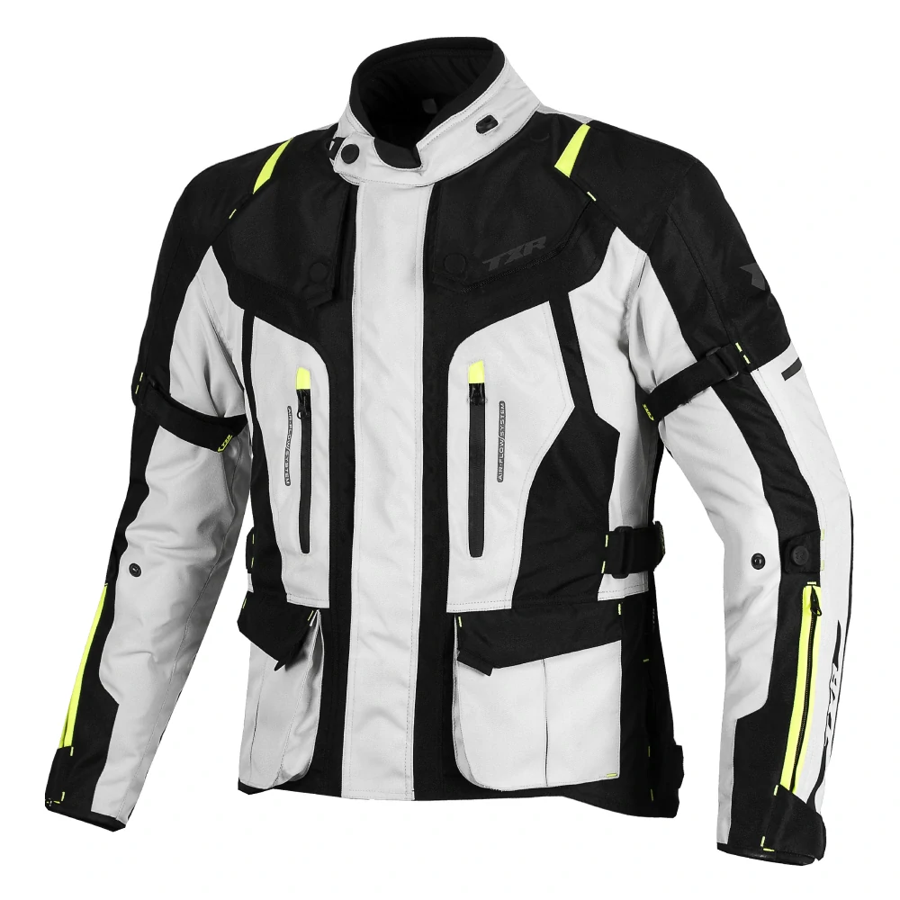 TXR Bunda na motorku Expedition čierno-sivo-fluo žltá XL