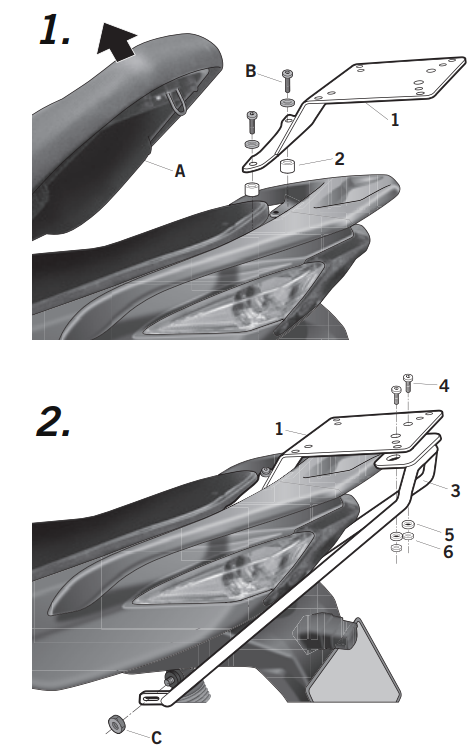 SHAD Montážní sada pro horní kufr Top master K0G519ST KYMCO G5 125 ’09/’10