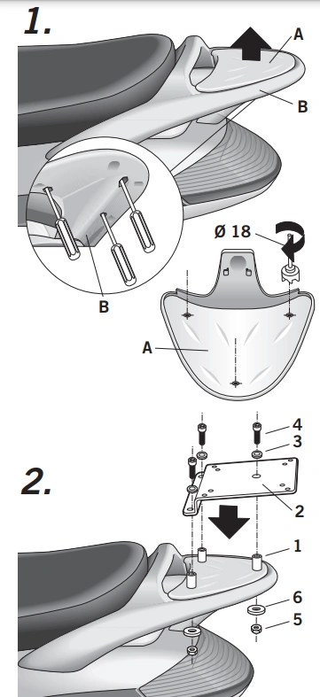 SHAD Montážna sada pre Horný kufor Top master V0BV22ST PIAGGIO BEVERLY 125 / 200 '02