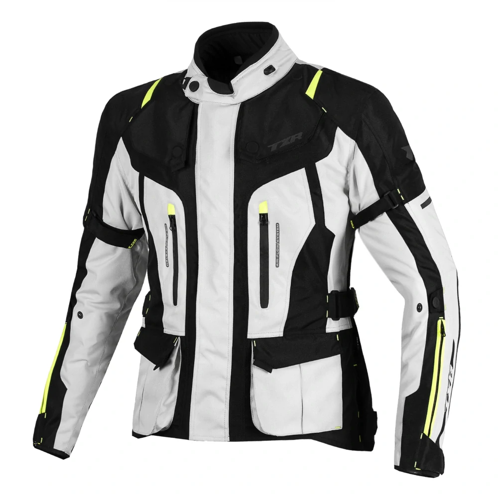 TXR Dámska bunda na motorku Expedition černo-sivo-fluo žltá 3XL