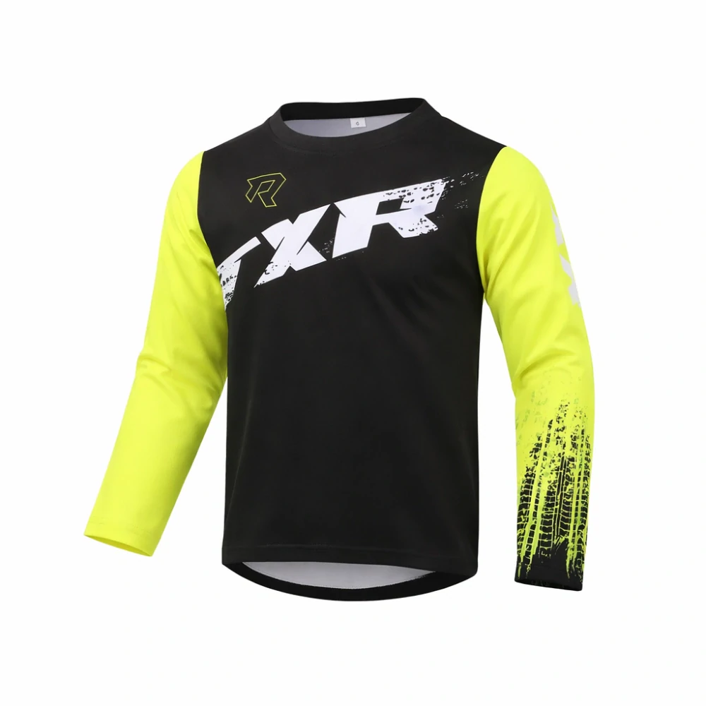 TXR Detský motokrosový dres Pulse čierno-fluo žltý XS