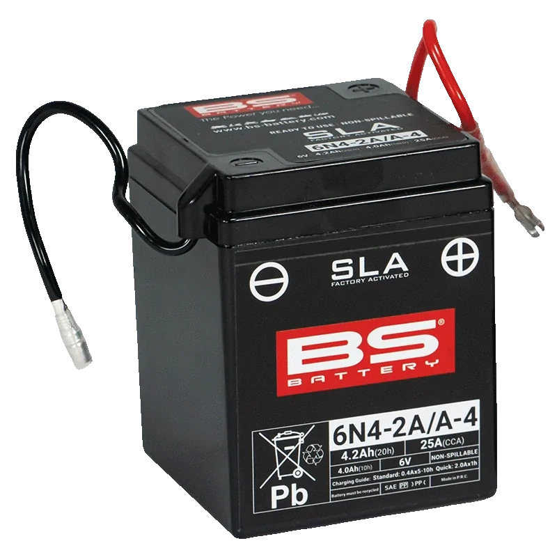 BS-BATTERY 6N4-2A/A-4 6V 4Ah 25A (6N4-2A, 6N4-2A-4) 71x71x93mm P+ AGM bezúdržbová motobatéria