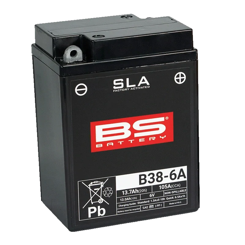BS-BATTERY B38-6A 6V 13Ah 105A 119x83x161mm P+ AGM bezúdržbová motobatéria