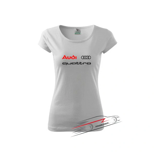 Dámske tričko s motívom AUDI Quattro biele S