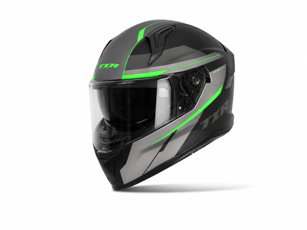 TXR Integrálna prilba na motorku Raptor čierno-sivo-fluo zelená XS