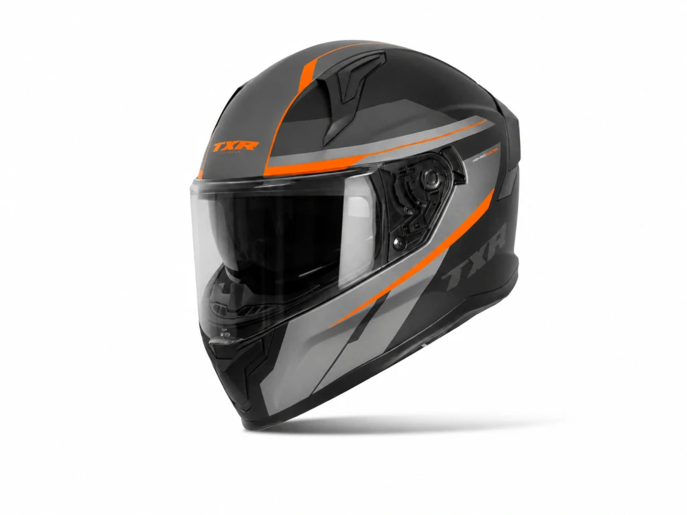 TXR Integrálna prilba na motorku Raptor čierno-sivo-fluo oranžová XXL