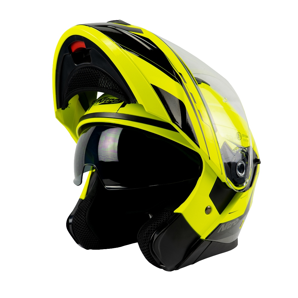 NITRO Vyklápacia moto prilba F350 ANALOG S žltá neón lesklá