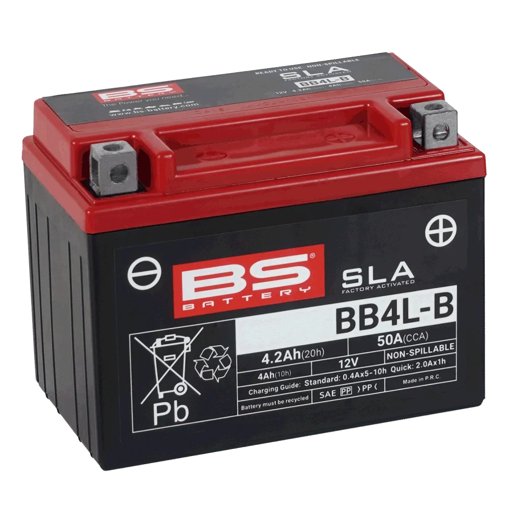 BS-BATTERY BB4L-B 12V 4Ah 60A (YB4L-B) 120x70x92mm P+ AGM bezúdržbová motobatéria