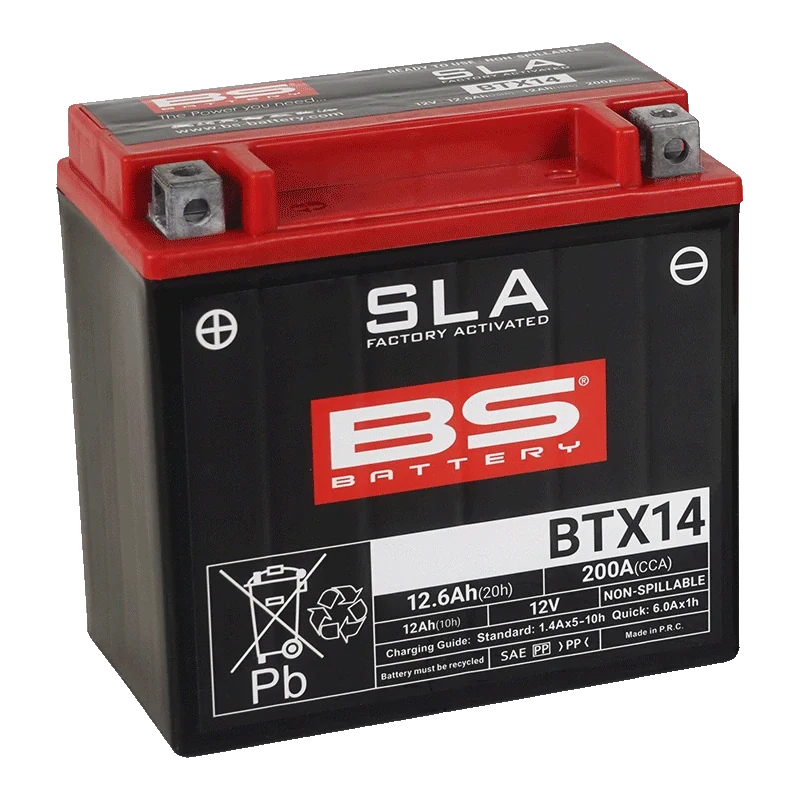 BS-BATTERY BTX14 12V 12Ah 200A (YTX14) 150x87x145mm L+ AGM bezúdržbová motobatéria