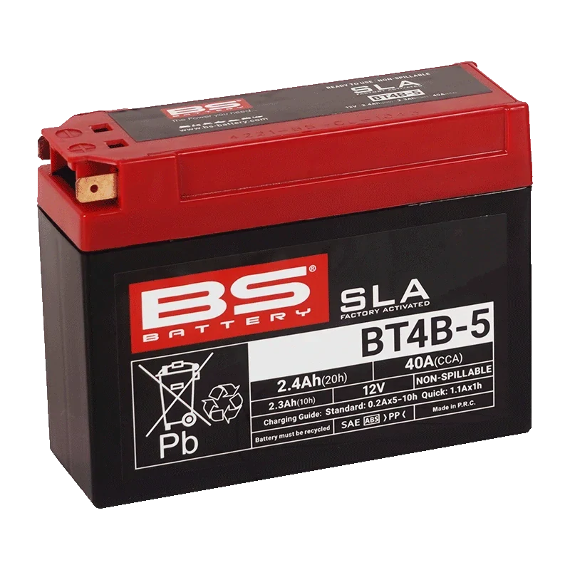 BS-BATTERY BT4B-5 12V 2.3Ah 40A (YT4B-5) 113x38x85mm póly na ľavej strane AGM bezúdržbová motobatéria