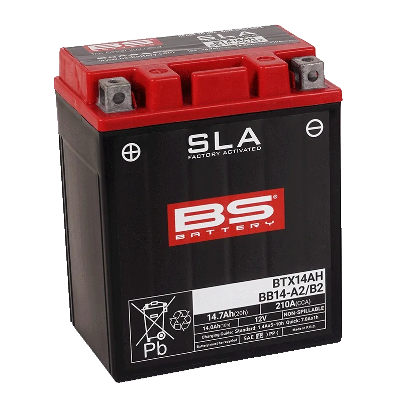 BS-BATTERY BTX14AH / BB14-A2/B2 12V 14Ah 210A (YTX14AH, YB14-A2, YB14-B2) 135x90x164mm L+ AGM bezúdržbová motobatéria