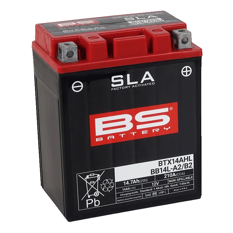 BS-BATTERY BTX14AHL / BB14L-A2/B2 12V 14Ah 210A (YTX14AHL, YB14L-A2, YB14L-B2) 135x90x164mm P+ AGM bezúdržbová motobatéria