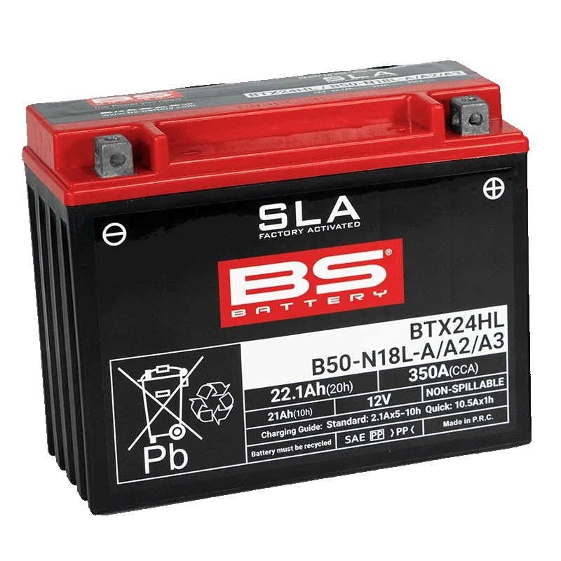 BS-BATTERY BTX24HL / B50-N18L-A/A2/A3 12V 21Ah 350A (YTX24HL, Y50-N18L-A, Y50-N18L-A2, Y50-N18L-A3) 205x87x162mm P+ AGM bezúdržbová motobatéria