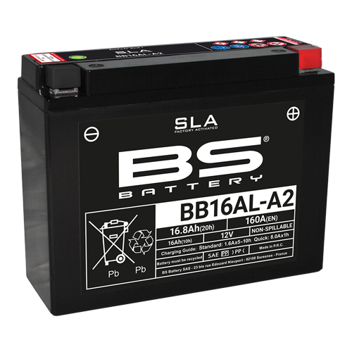 BS-BATTERY BB16AL-A2 12V 16Ah 160A (YB16AL-A2) 205x70x162mm P+ AGM bezúdržbová motobatéria