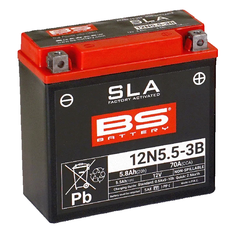 BS-BATTERY 12N5.5-3B 12V 5Ah 70A (12N5.5-3B) 135x60x130mm P+ AGM bezúdržbová motobatéria