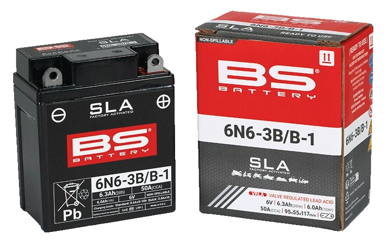BS-BATTERY 6N6-3B/B-1 6V 6Ah 50A (6N6-3B/6N6-B-1) 95x55x117mm P+ AGM bezúdržbová motobatéria