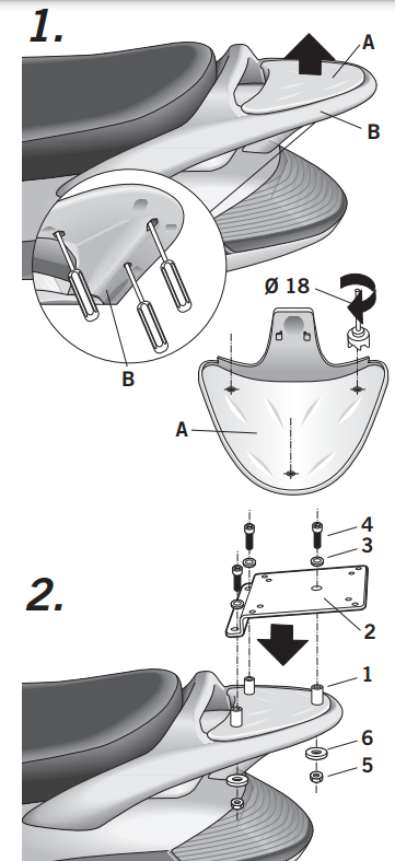 SHAD Montážna sada pre Horný kufor Top master V0BV22ST PIAGGIO BEVERLY 125 / 200 ‘02
