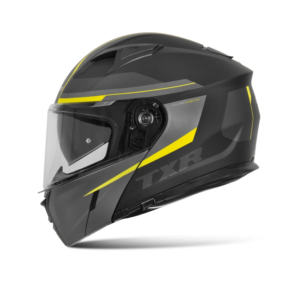 TXR Výklápacia prilba na motorku Rival čierno-šedo-fluo žltá XL