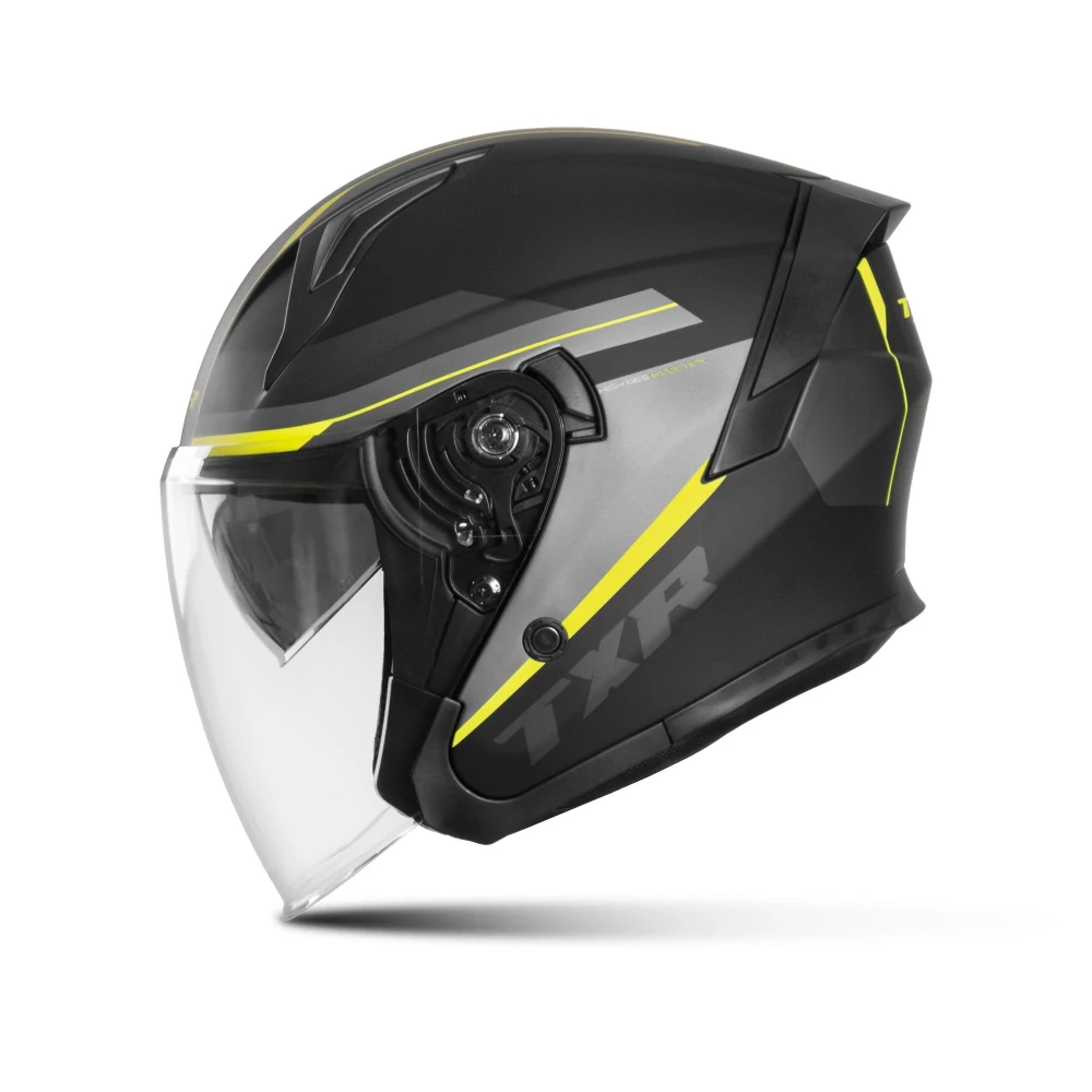 TXR Otvorená prilba na motorku City černo-sivo-fluo žltá XS