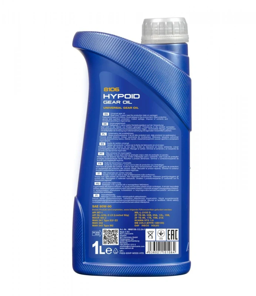 MANNOL Prevodový olej 8106 Hypoid Getriebeoel 80W-90 GL-4/GL-5 LS - 1L