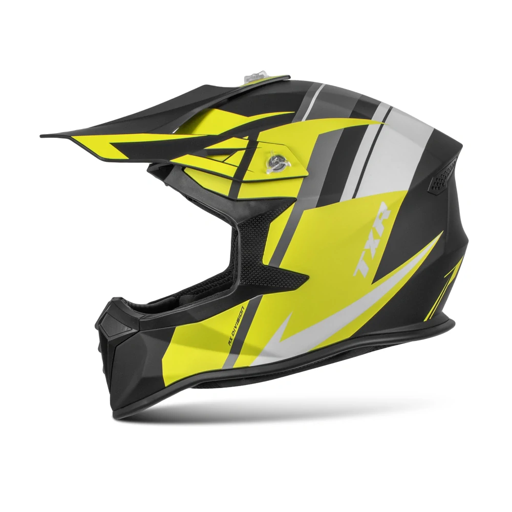 TXR Motokrosová prilba Fury čierno-šedo-bielo-žltá L