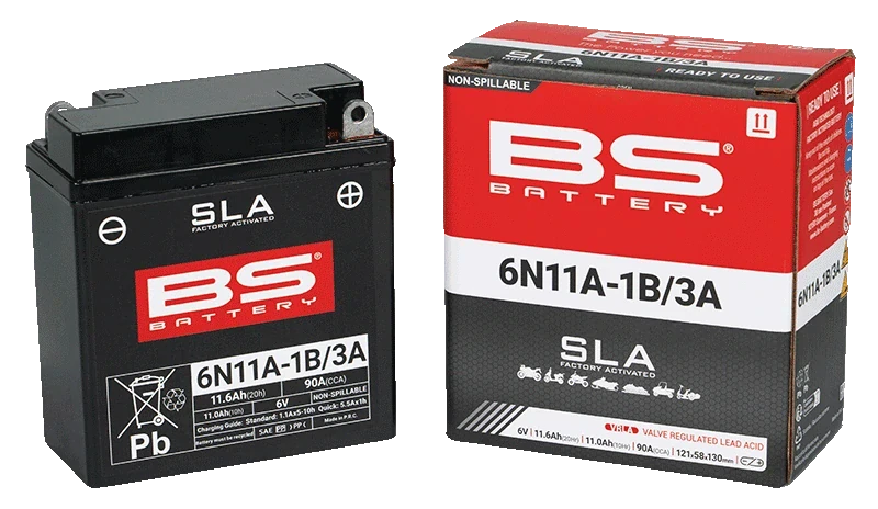 BS-BATTERY 6N11A-1B/3A 6V 11Ah 90A (6N11A-1B, 6N11A-3A) 121x58x130mm P+ AGM bezúdržbová motobatéria