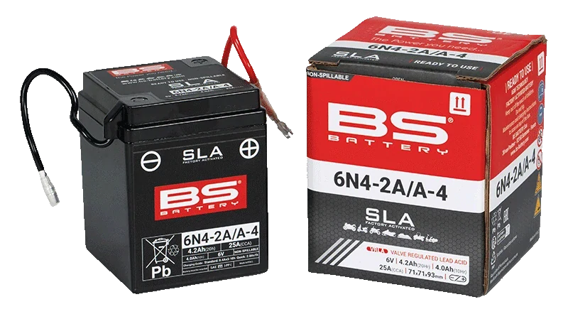 BS-BATTERY 6N4-2A/A-4 6V 4Ah 25A (6N4-2A, 6N4-2A-4) 71x71x93mm P+ AGM bezúdržbová motobatéria