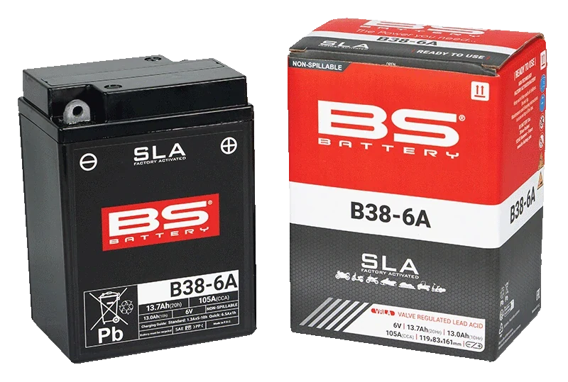 BS-BATTERY B38-6A 6V 13Ah 105A 119x83x161mm P+ AGM bezúdržbová motobatéria