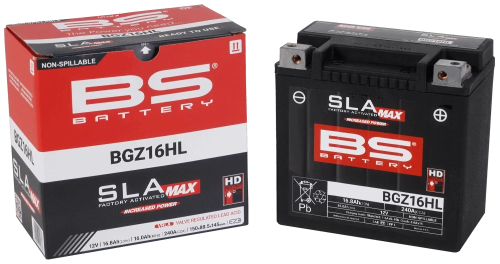 BS-BATTERY BGZ16HL 12V 16Ah 240A (GYZ16HL) 150x88x145mm P+ AGM bezúdržbová motobatéria