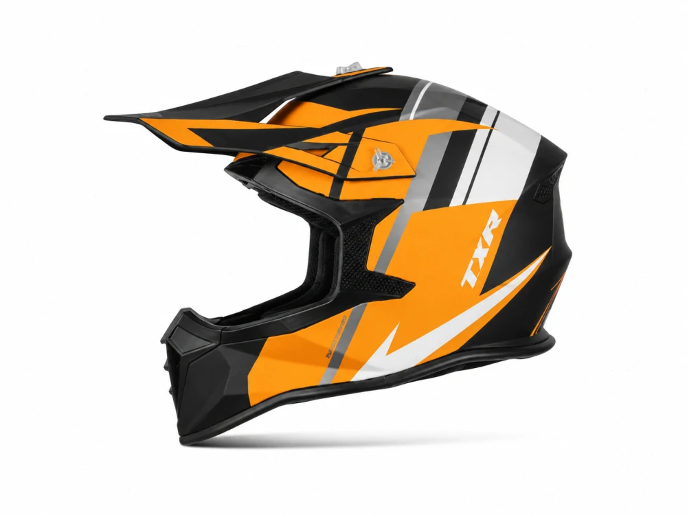 TXR Motokrosová prilba Fury čierno-šedo-bielo-oranžová L