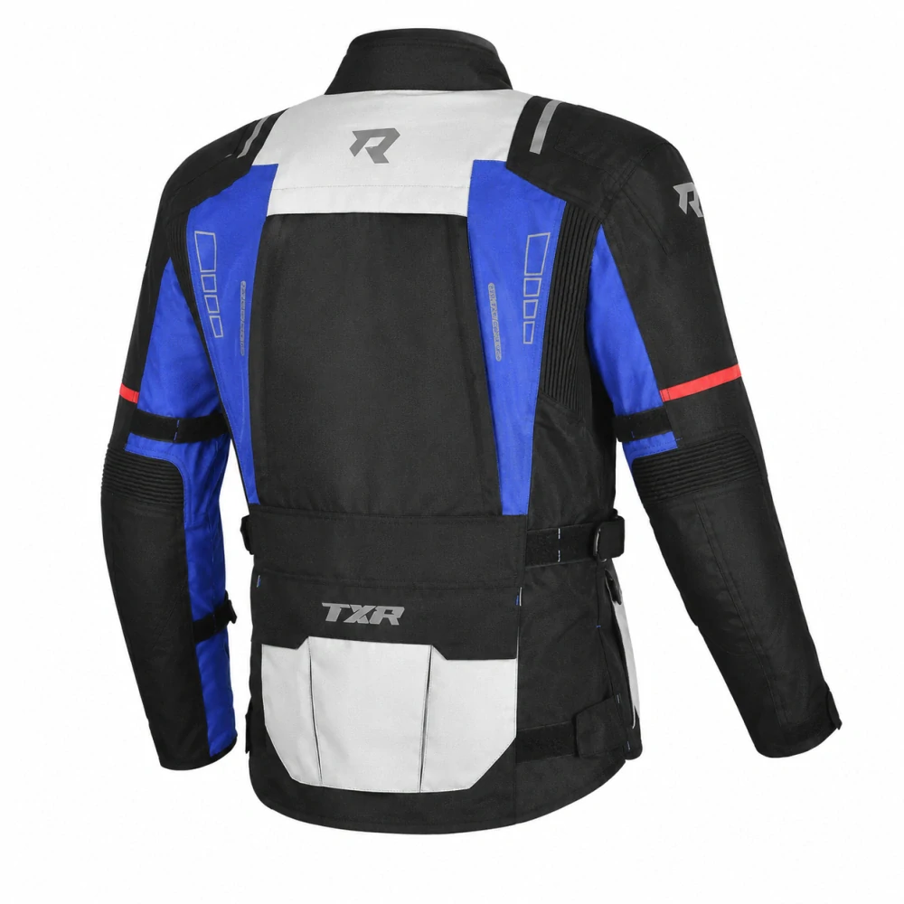 TXR Bunda na motorku Tracer čierno-sivo-modro-červená L