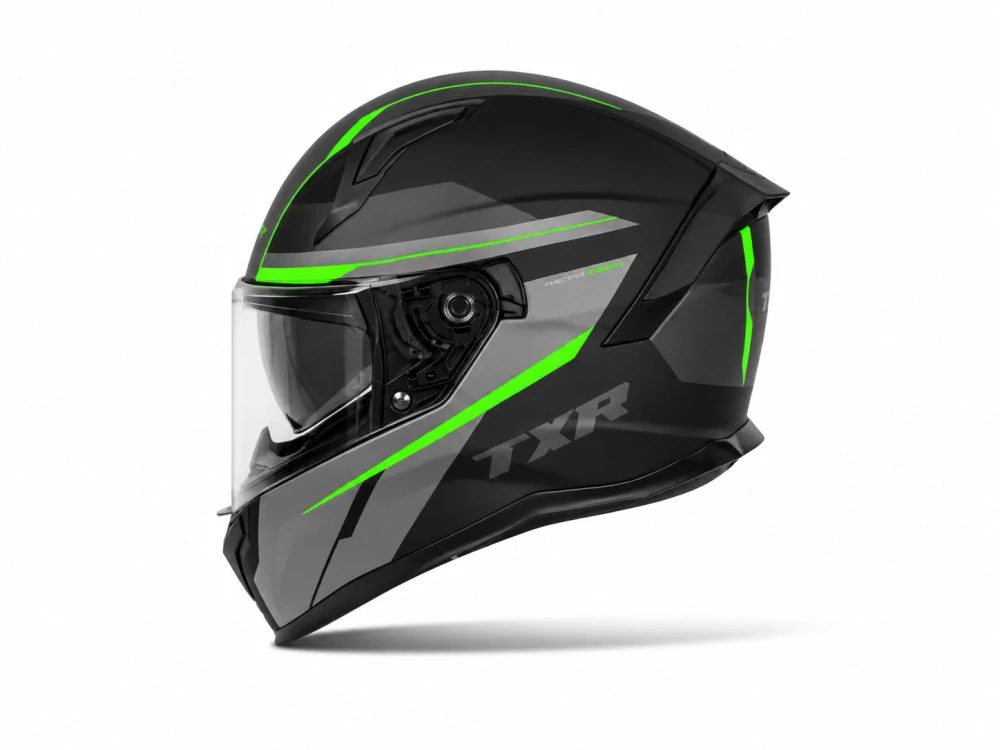 TXR Integrálna prilba na motorku Raptor čierno-sivo-fluo zelená L