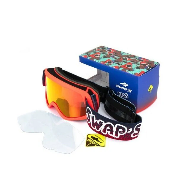 SWAPS Detské motokrosové okuliare Cross BUBBLE KID červeno-zlaté irídiové sklo červené
