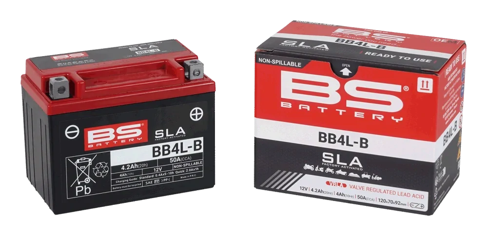BS-BATTERY BB4L-B 12V 4Ah 60A (YB4L-B) 120x70x92mm P+ AGM bezúdržbová motobatéria
