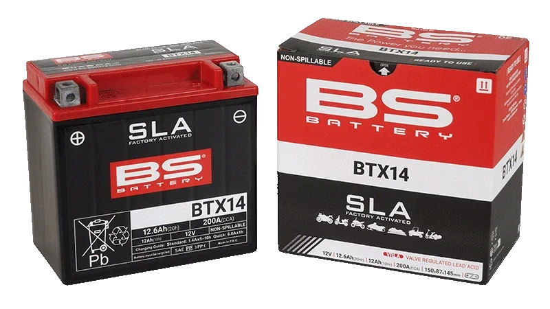 BS-BATTERY BTX14 12V 12Ah 200A (YTX14) 150x87x145mm L+ AGM bezúdržbová motobatéria