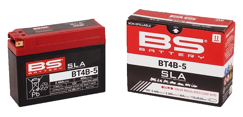 BS-BATTERY BT4B-5 12V 2.3Ah 40A (YT4B-5) 113x38x85mm póly na ľavej strane AGM bezúdržbová motobatéria
