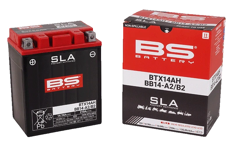 BS-BATTERY BTX14AH / BB14-A2/B2 12V 14Ah 210A (YTX14AH, YB14-A2, YB14-B2) 135x90x164mm L+ AGM bezúdržbová motobatéria