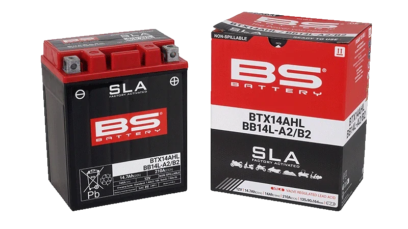 BS-BATTERY BTX14AHL / BB14L-A2/B2 12V 14Ah 210A (YTX14AHL, YB14L-A2, YB14L-B2) 135x90x164mm P+ AGM bezúdržbová motobatéria