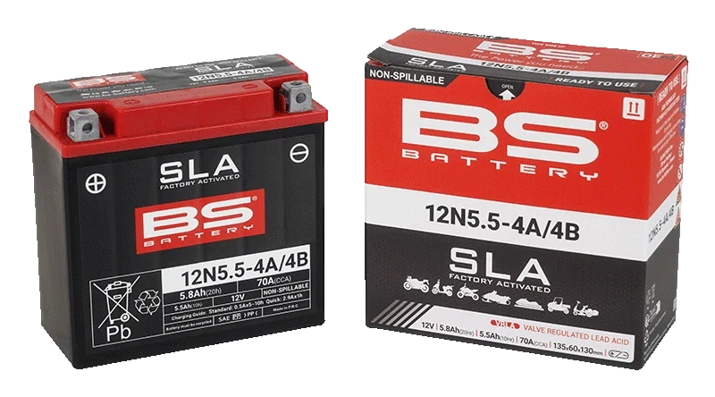 BS-BATTERY 12N5.5-4A/4B 12V 5Ah 70A (12N5.5-4A, 12N5.5-4B) 135x60x130mm L+ AGM bezúdržbová motobatéria