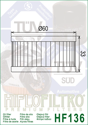 HIFLOFILTRO Olejový filter HF136
