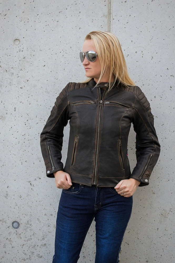 TXR Dámska kožená bunda na motorku Carmen Vintage XL