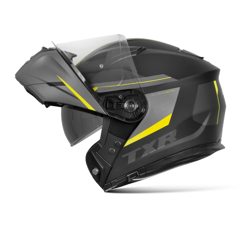 TXR Výklápacia prilba na motorku Rival čierno-šedo-fluo žltá XL
