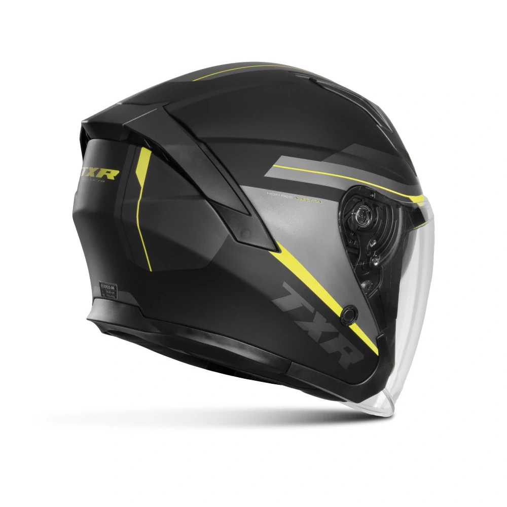 TXR Otvorená prilba na motorku City černo-sivo-fluo žltá XS