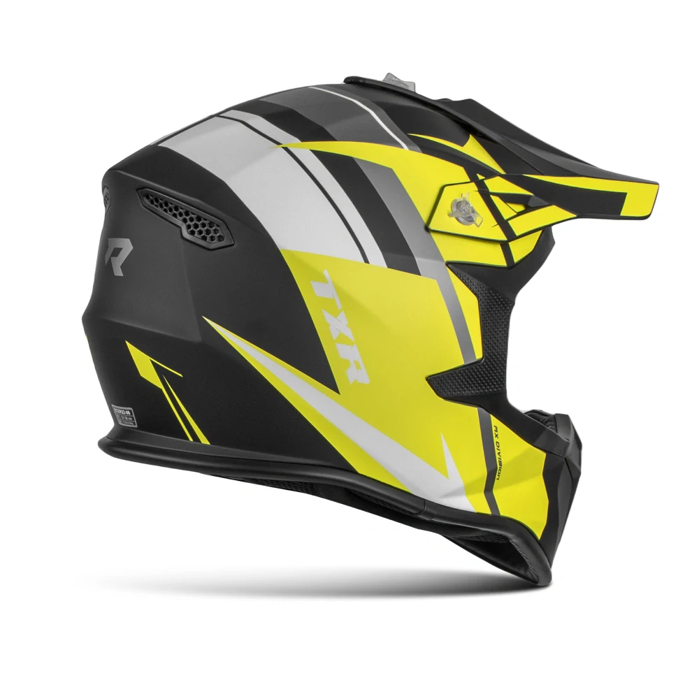 TXR Motokrosová prilba Fury čierno-šedo-bielo-žltá L