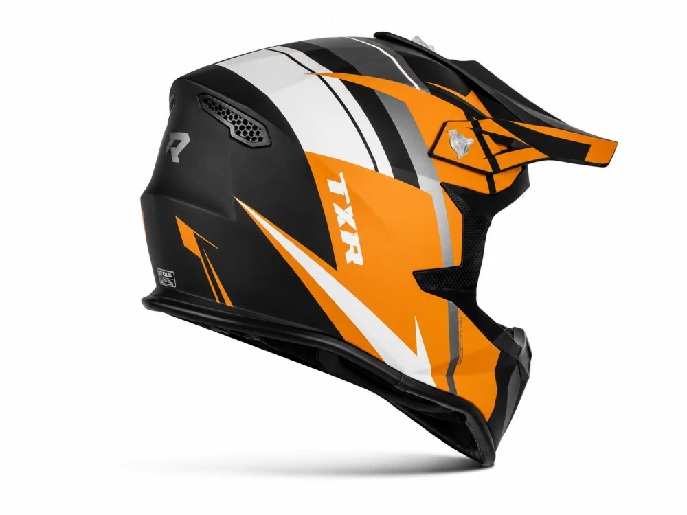 TXR Motokrosová prilba Fury čierno-šedo-bielo-oranžová M