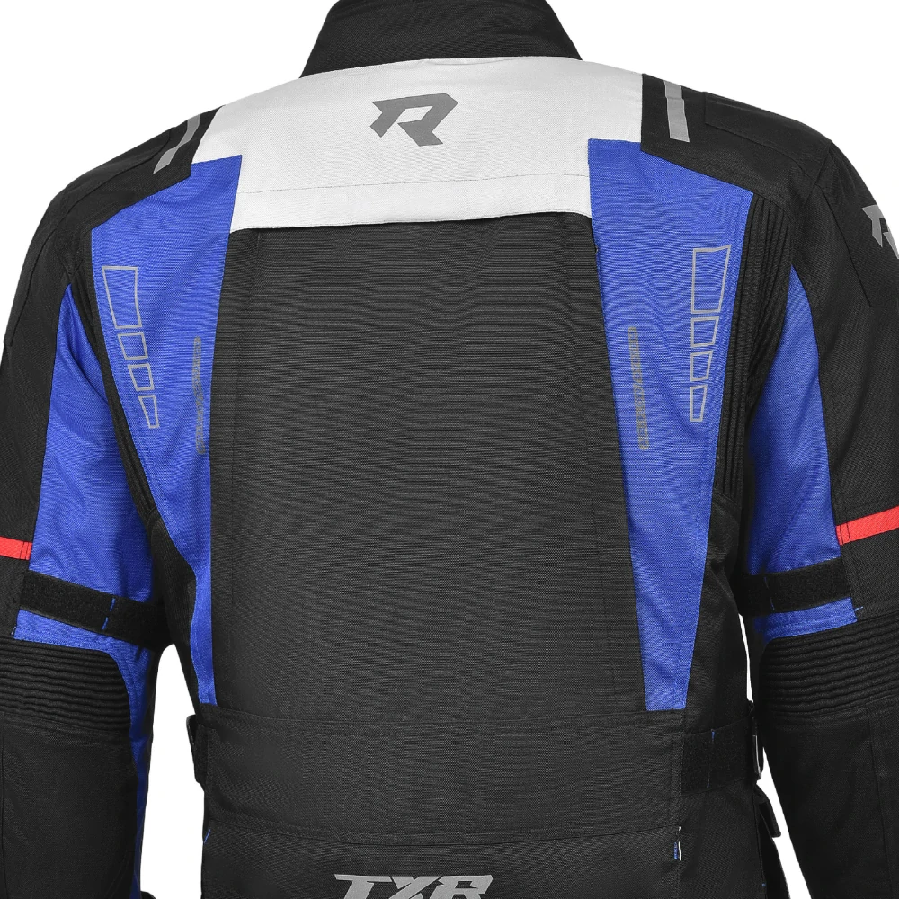 TXR Bunda na motorku Tracer čierno-sivo-modro-červená 4XL