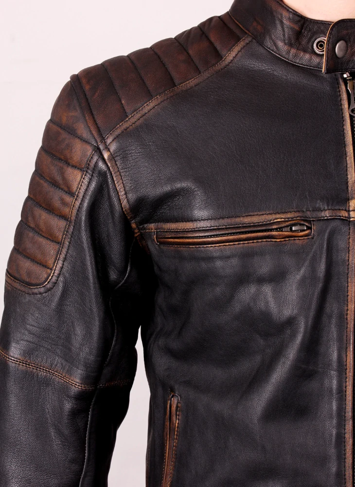 TXR Bunda na motorku Vintage hnedá XL